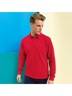 Plain Men's classic fit long sleeved polo Asquith & Fox 200 GSM